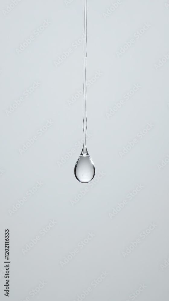 Single droplet of water hangs delicately in midair, capturing the essence of fluidity and tranquility. The minimalist background emphasizes the purity and simplicity of the moment Single droplet of water hangs delicately in midair, capturing the essence of fluidity and tranquility. The minimalist background emphasizes the purity and simplicity of the moment