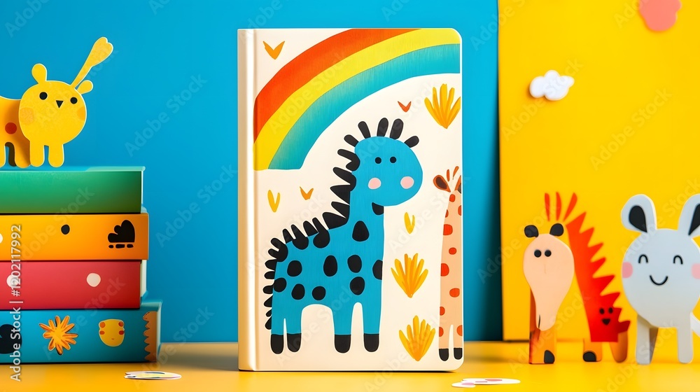 Fototapeta premium Whimsical Animal-Themed Planner with Colorful and Playful Stickers