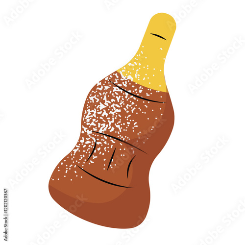Soda shaped gummy candy. Cola bottle jelly sweets powdered with sugar. Hand drawn isolated vector illustration