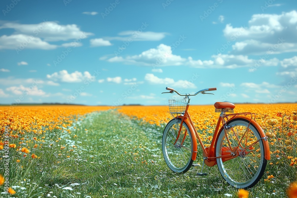 Obraz premium bicycle parked in scenic field