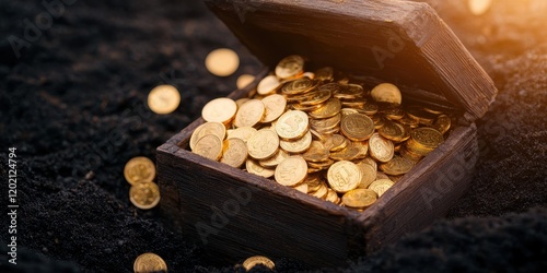 Archaeological discovery of a buried treasure chest in an ancient burial chamber excavation site gigapixel standard