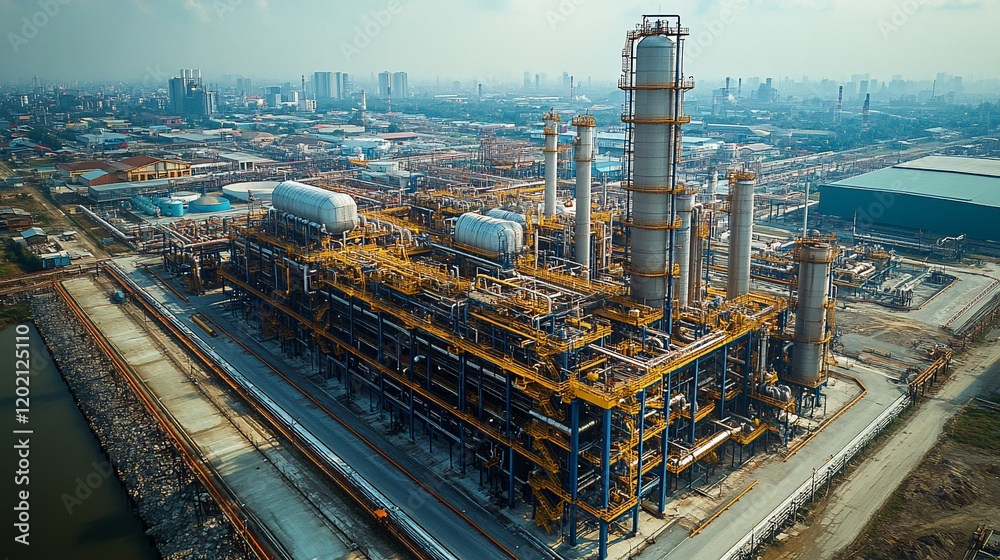 Obraz premium Aerial View of a Modern Petrochemical Refinery Complex