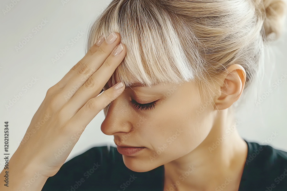 Fototapeta premium woman with her head in her hand,, AI generated