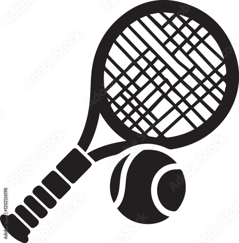 Tennis rackets and a ball Tennis and ball icon in fashionable flat style