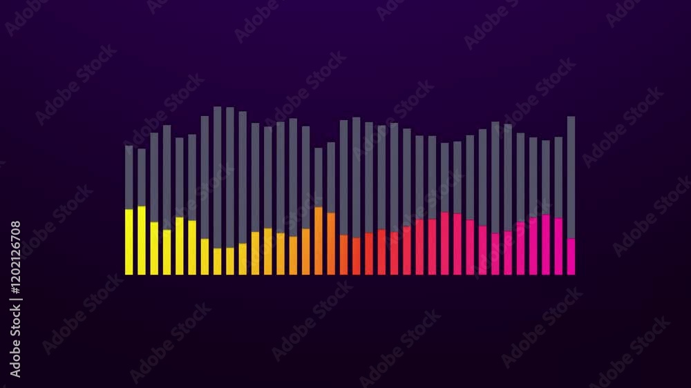 Sound wave spectrum moving animation on dark purple background Sound wave spectrum moving animation on dark purple background