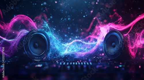 Vibrant Speakers with Abstract Light Waves Create a Dynamic Audio Visual Experience