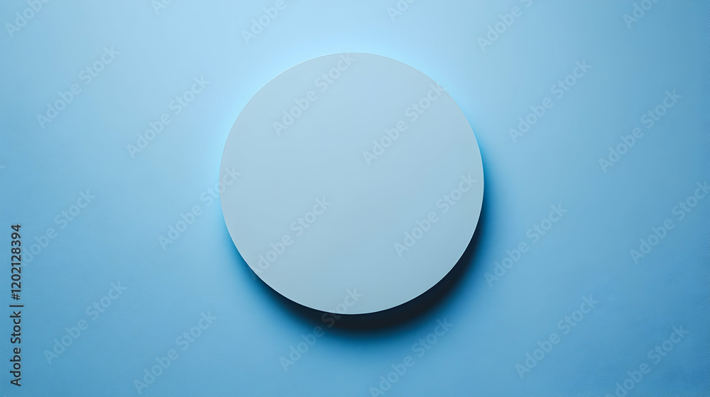 Single bold circular shape placed in the center of a soft blue background with sharp focus and clean edges Single bold circular shape placed in the center of a soft blue background with sharp focus and clean edges