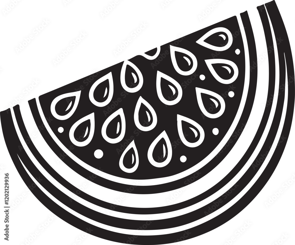 Watermelon slice silhouette vector illustration, perfect for summer designs, fruit branding, healthy food projects, and refreshing beverage menus. Watermelon slice silhouette vector illustration, perfect for summer designs, fruit branding, healthy food projects, and refreshing beverage menus.