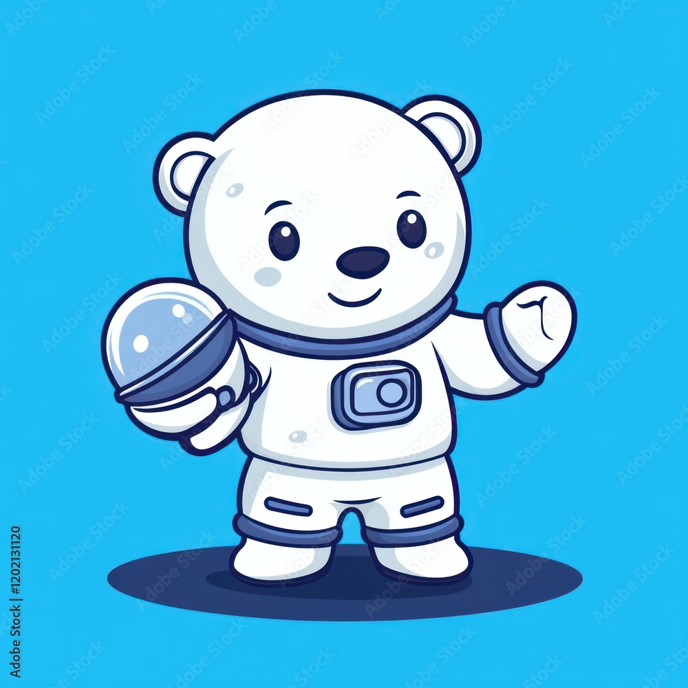 Cute polar bear astronaut exploring space Cute polar bear astronaut exploring space