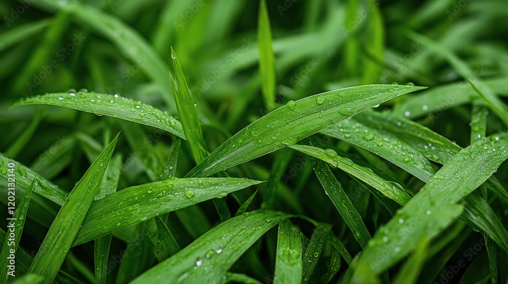 The grass is wet and green The grass is wet and green