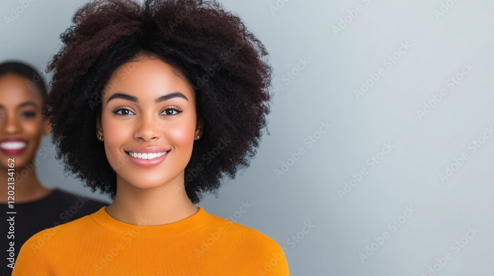 Authentic Representation of Joyful African Women Smiling Brightly in Casual Wear Against Soft Background Emphasizing Diversity and Natural Beauty for Contemporary Fashion and Beauty Concepts
