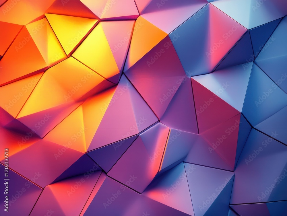 Abstract geometric design featuring vivid orange, blue, and violet colors creating a dynamic low-poly texture for modern background or artistic applications Abstract geometric design featuring vivid orange, blue, and violet colors creating a dynamic low-poly texture for modern background or artistic applications