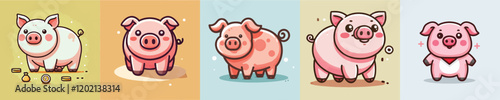 Vector collection of cute pigs