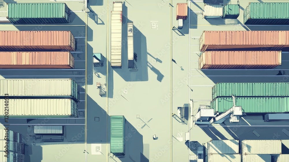 cargo handling flat design top view port theme animation colored pastel cargo handling flat design top view port theme animation colored pastel