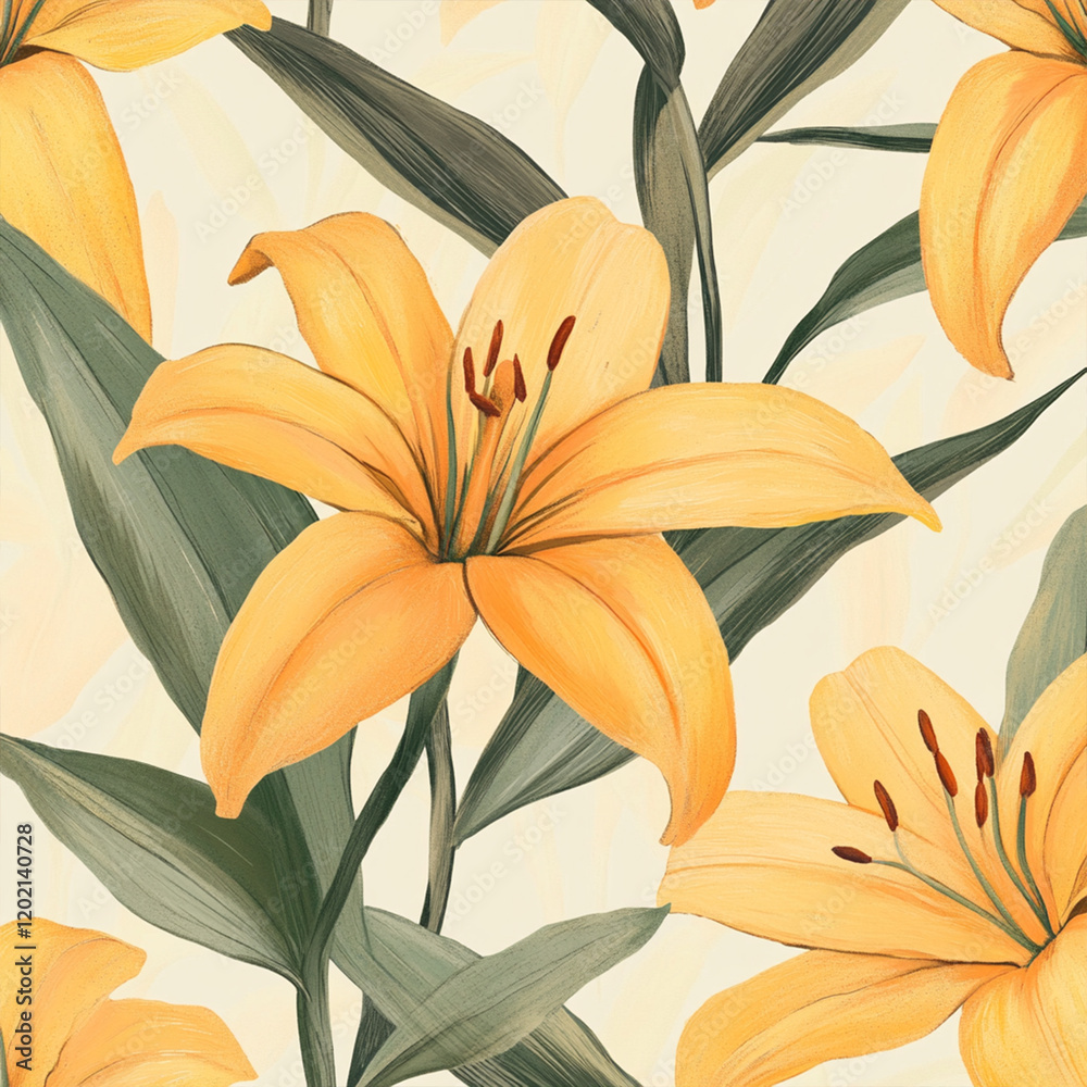 Obraz premium Lily Flower Pattern Design