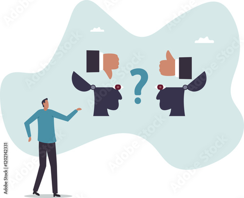 Perception process to interpret information, though or opinion depend on personality or perspective, difference bias or illusion .business concept.flat character.