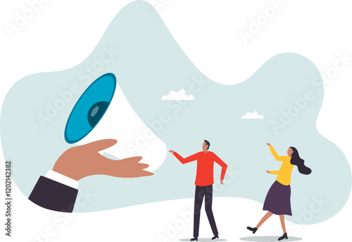 Encourage employee voice, advocacy or support opinion, contribution or help, listen to ideas or communication, staff encouragement .business concept.flat character.