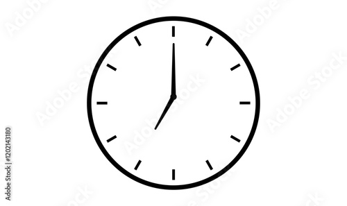 7 o clock isolated transparent vector icon symbol, clock icon, 