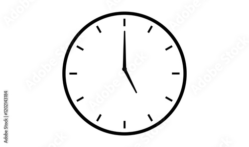 5 o clock isolated transparent vector icon symbol, clock icon, 