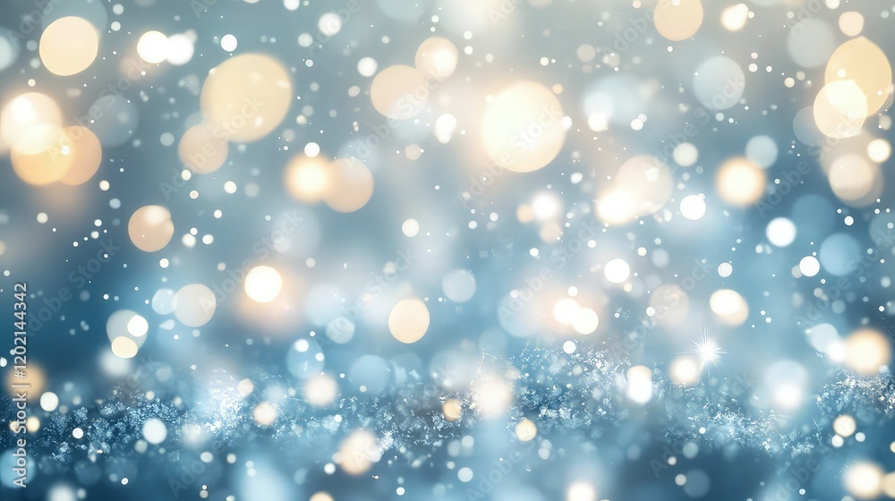 An abstract background filled with delicate, sparkling bokeh lights in shades of icy blue and white, softly blurred to evoke a frosty, wintry celebration. An abstract background filled with delicate, sparkling bokeh lights in shades of icy blue and white, softly blurred to evoke a frosty, wintry celebration.