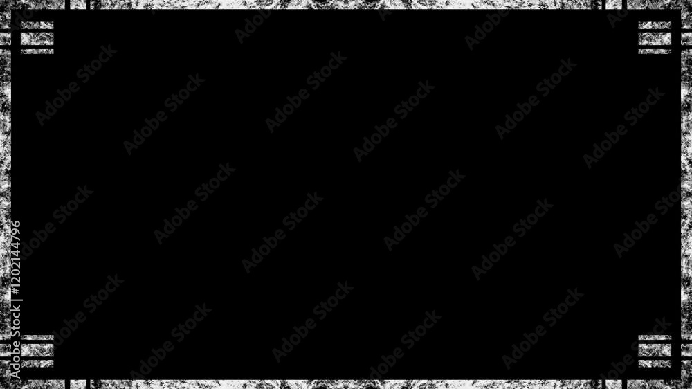 white grunge border frame on black background video