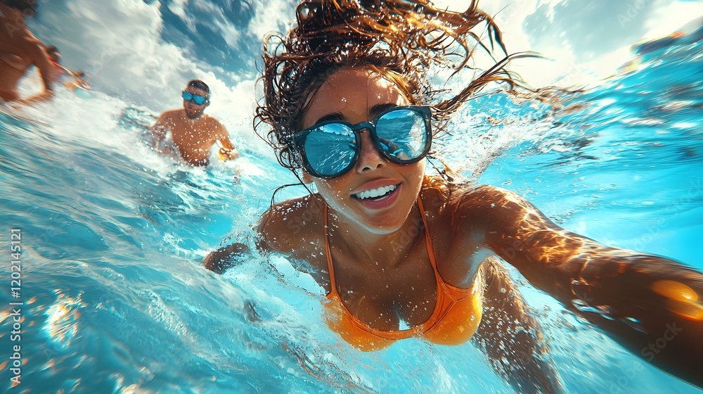 Naklejka premium Captivating and dynamic travel imagery that perfectly encapsulates the excitement and joy of summer vacations Vibrant landscapes serene seascapes