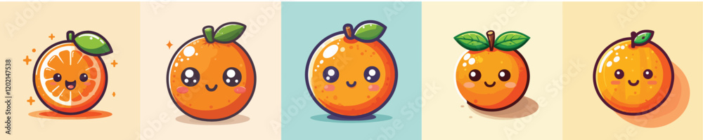 Fototapeta premium Collection of animated vectors of orange fruit