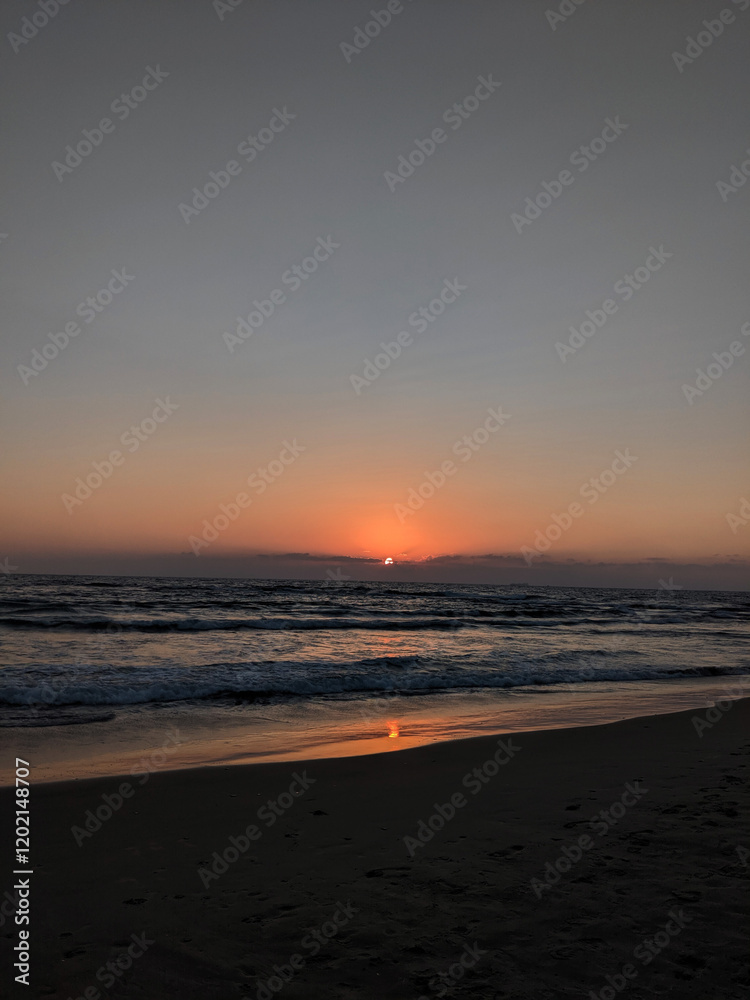 Fototapeta premium Golden Sunset over the Mediterranean Sea in Israel