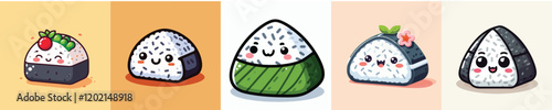 Collection of animated vector Japanese onigiri