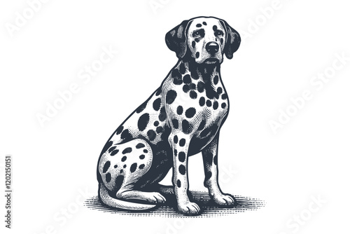 Dalmatian dog vector | dog vector | dog illustration | dog silhouette | dog tattoo | dog engraving | dog drawing  photo