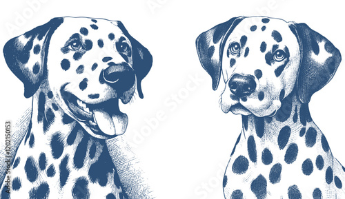 Dalmatian dog vector | dog vector | dog illustration | dog silhouette | dog tattoo | dog engraving | dog drawing  photo