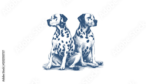 Dalmatian dog vector | dog vector | dog illustration | dog silhouette | dog tattoo | dog engraving | dog drawing  photo