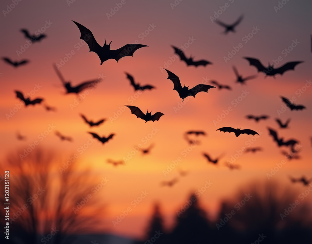 bats flying in the sky