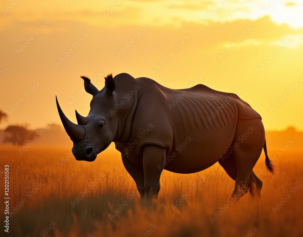 Fototapeta premium rhino in sunset