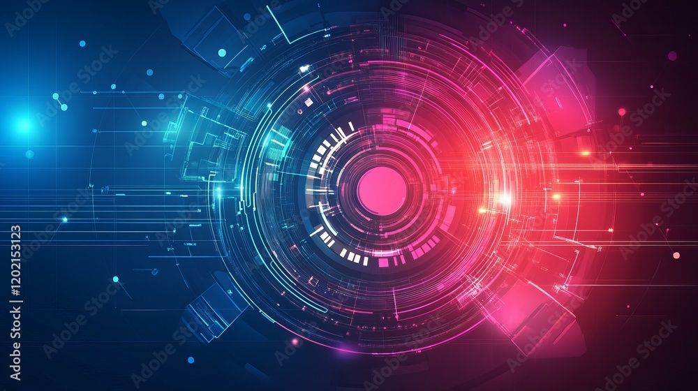Abstract Tech Background with Circular Data Interface Abstract Tech Background with Circular Data Interface
