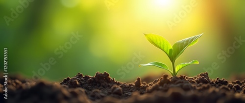 Young Plant Growing in Sunlight with Vibrant Green Leaves