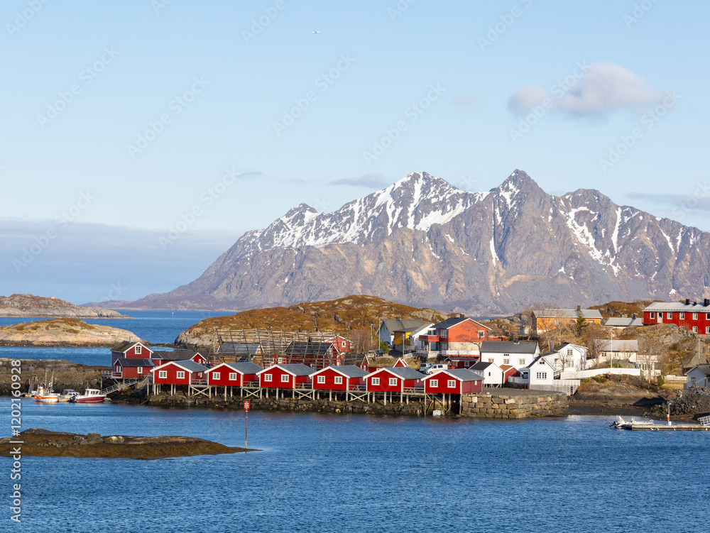 Fototapeta premium Landscape view of Svolvaer fishing village at Lofoten islands, Norway