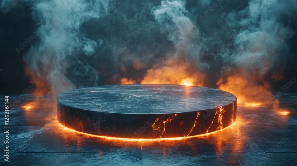 Display podium in fire Display podium in fire