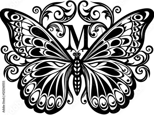 Butterfly monogram alphabet SVG bundle with floral and intricate designs