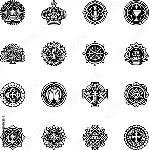 Collection of Glyph Style Religious Icons 

