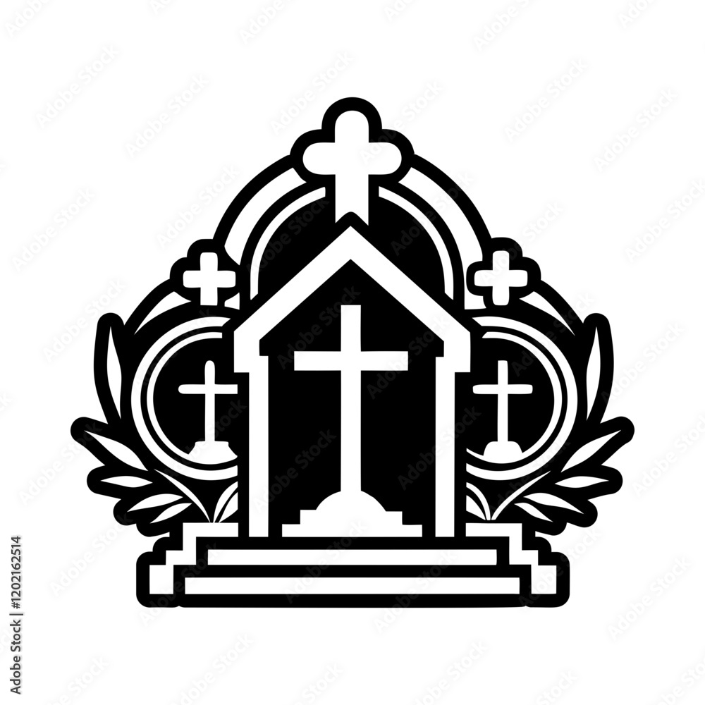 Obraz premium Catholic cemetery icon in solid style