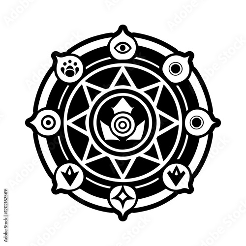 Chakra wheel icon in filled style