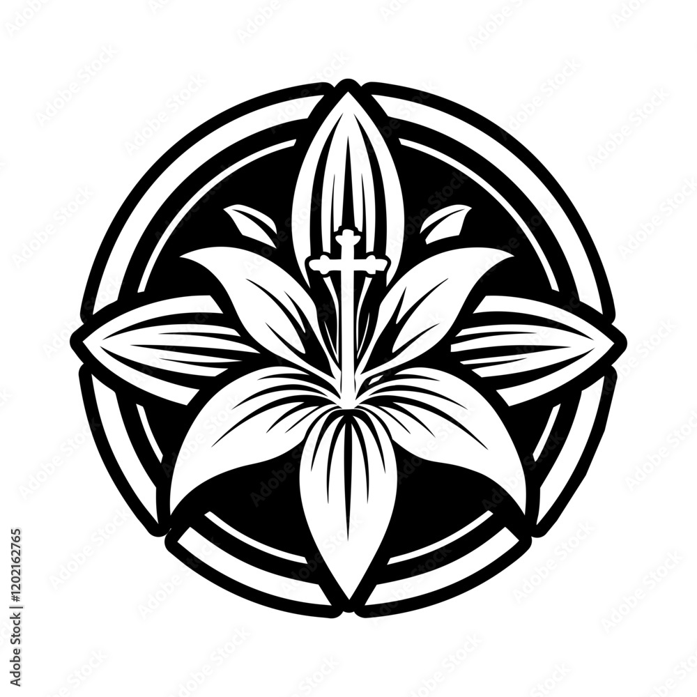 A glyph style icon of easter lily symbol