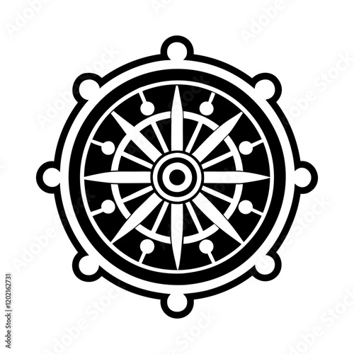 Dharma wheel icon in glyph style