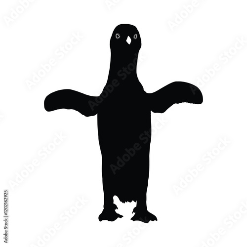 Simple Black Silhouette of a Standing Penguin. Penguin vector, Penguin silhouette, Penguin icon, Penguin drawing.
