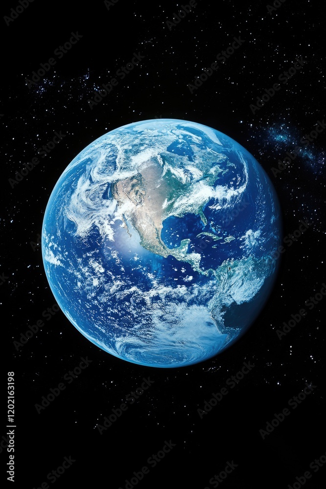 Obraz premium Earth from Space with Stars