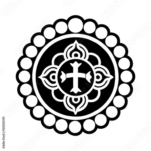 Prayer beads icon in filled style