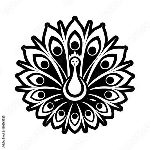 A solid icon of a peacock