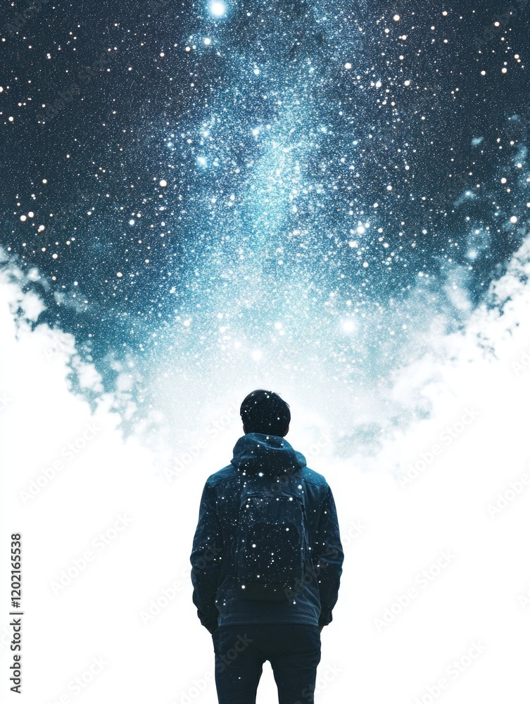 Fototapeta premium Man against starry night sky