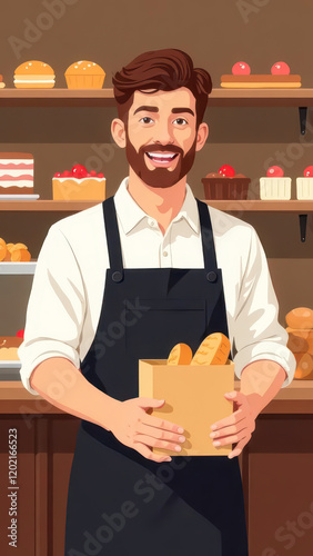 Packaging Baguette Bread in a Bakery: Craftsmanship and Freshness